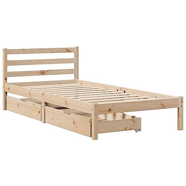 vidaXL Bettgestell Massivholzbett ohne Matratze 75x190 cm Kiefernholz Bett günstig online kaufen