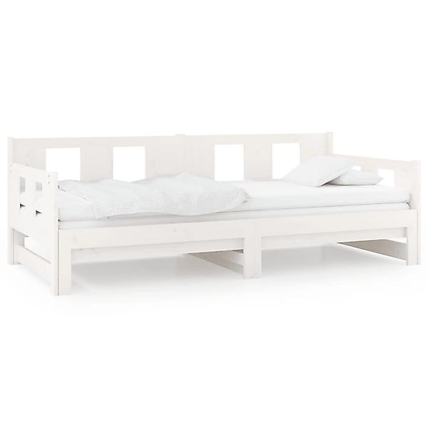 vidaXL Bettgestell, Tagesbett Ausziehbar Weiß Massivholz Kiefer 2x(90x190) günstig online kaufen