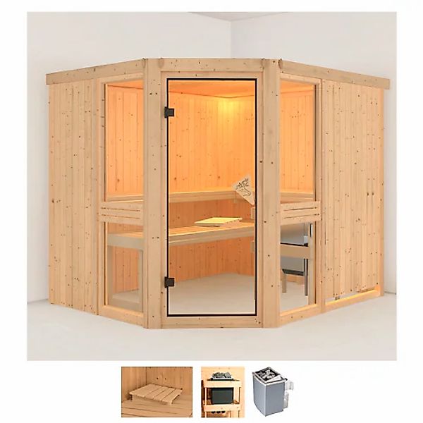 Karibu Sauna »Aline 3« Set, 9-kW-Ofen mit integrierter Steuerung günstig online kaufen