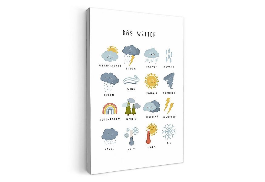 OneMillionCanvasses® Leinwandbild Pädagogisch - Wetter lernen - Weiß - Wett günstig online kaufen