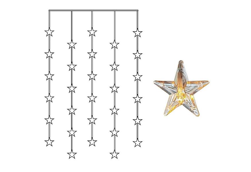 MARELIDA LED-Lichtervorhang LED Lichtervorhang 30 leuchtende Sterne 90x120c günstig online kaufen