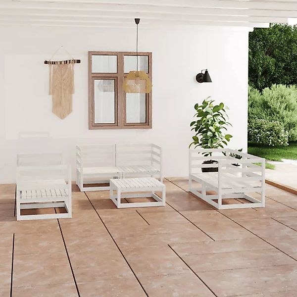 7-tlg. Garten-lounge-set Weiß Kiefer Massivholz günstig online kaufen