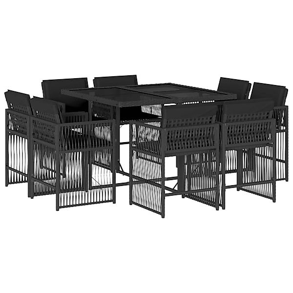 vidaXL 9-tlg Garten-Essgruppe mit Kissen Schwarz Poly Rattan Modell 152 günstig online kaufen