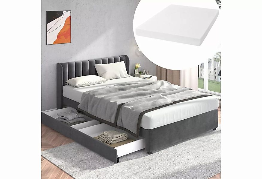 SOFTWEARY Polsterbett (Doppelbett mit Komfortschaummatratze, 160x200 cm), 1 günstig online kaufen