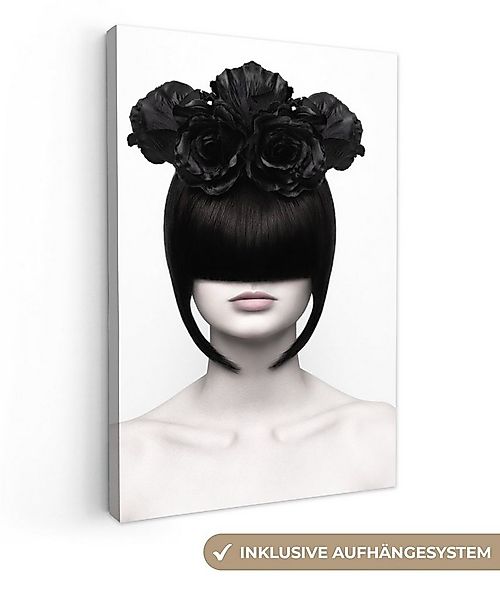 OneMillionCanvasses® Leinwandbild Porträt - Frau - Rosen - Abstrakt - Schwa günstig online kaufen