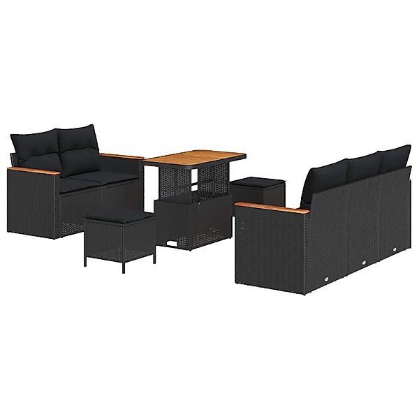 vidaXL Gartensofa-Set mit Kissen 10 Stk Schwarz Poly-Rattan 3364939 günstig online kaufen