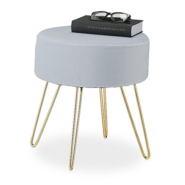 relaxdays Sitzhocker Samt Hocker mit Haarnadelbeinen, günstig online kaufen