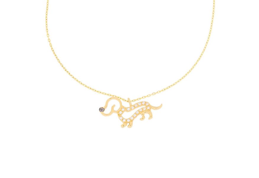 Stella-Jewellery Collier 585er Gold Collierkette mit Hund (Dackel) Zirkonia günstig online kaufen