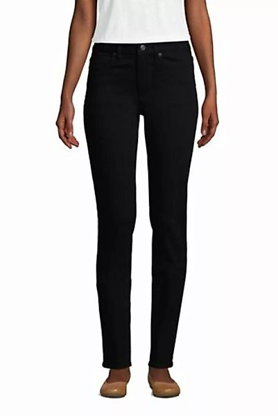 Straight Fit Jeans Mid Waist, Damen, Größe: 42 34 Normal, Schwarz, Denim, b günstig online kaufen