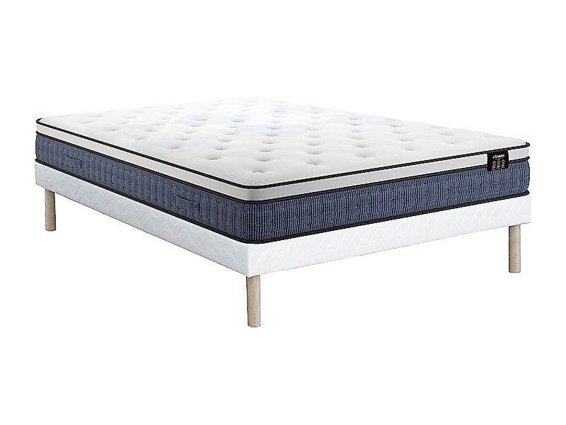 Bett-Set 140x190 cm - Polsterbettgestell + Taschenfederkernmatratze 7 Zonen günstig online kaufen