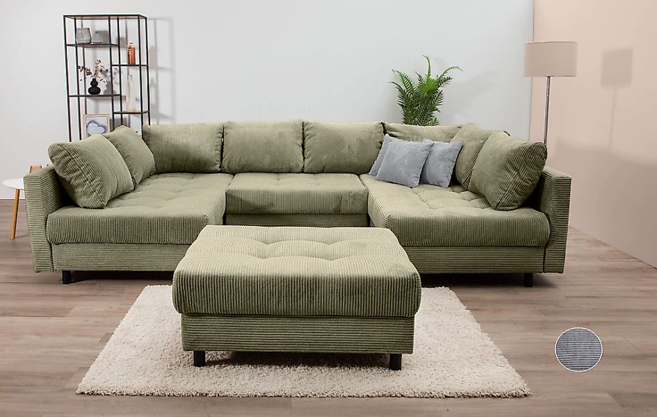 Home affaire Wohnlandschaft "Toni U-Form", mit zwei gleich großen Ottomanen günstig online kaufen