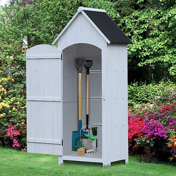 Outsunny Gartenschrank Holz Gerätehaus mit Giebeldach und Bitumenpappe, Wei günstig online kaufen