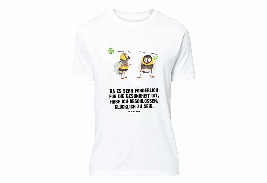 Mr. & Mrs. Panda T-Shirt Hummeln mit Kleeblatt - Weiß - Geschenk, glücklich günstig online kaufen