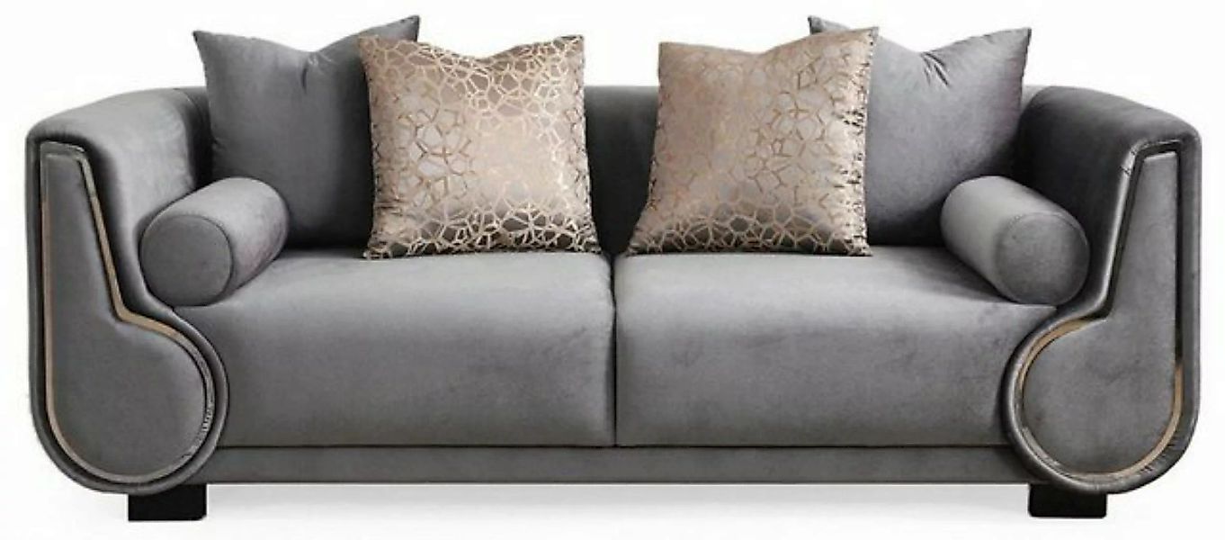 Casa Padrino 3-Sitzer Luxus 3er Sofa Grau / Silber / Schwarz - Elegantes Wo günstig online kaufen