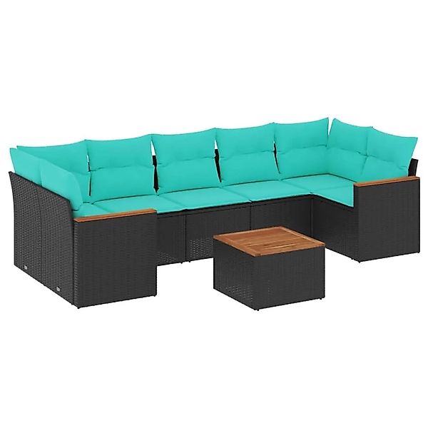 vidaXL 8-Tlg Gartensofa-Set mit Kissen Schwarz Polyrattan 3225812 günstig online kaufen
