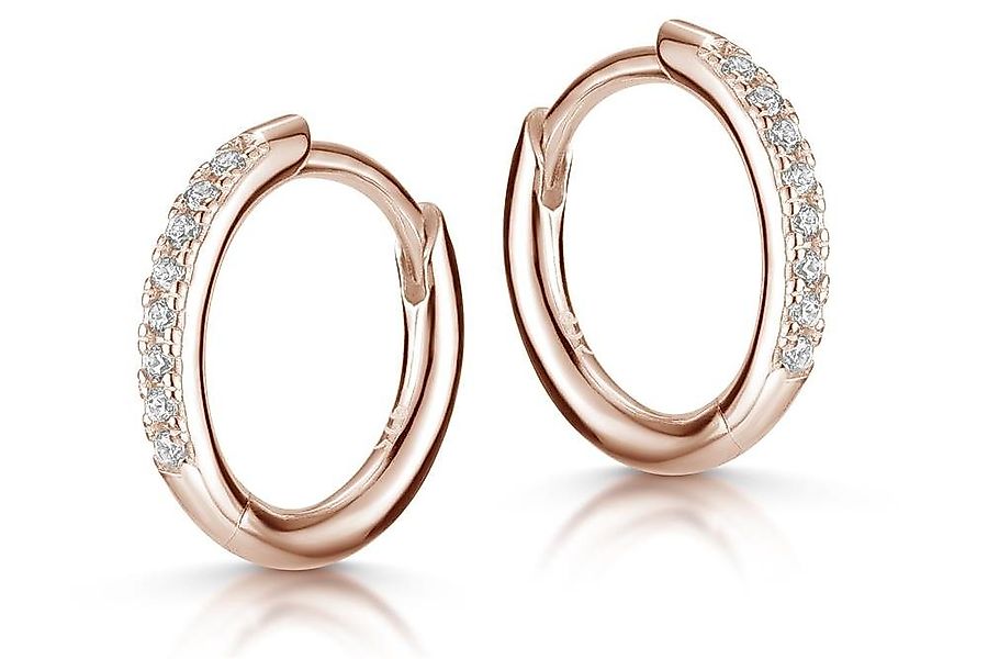 Silberkettenstore Creolen-Set Creolen mit Zirkonia, 14mm - 925 Silber, rosé günstig online kaufen