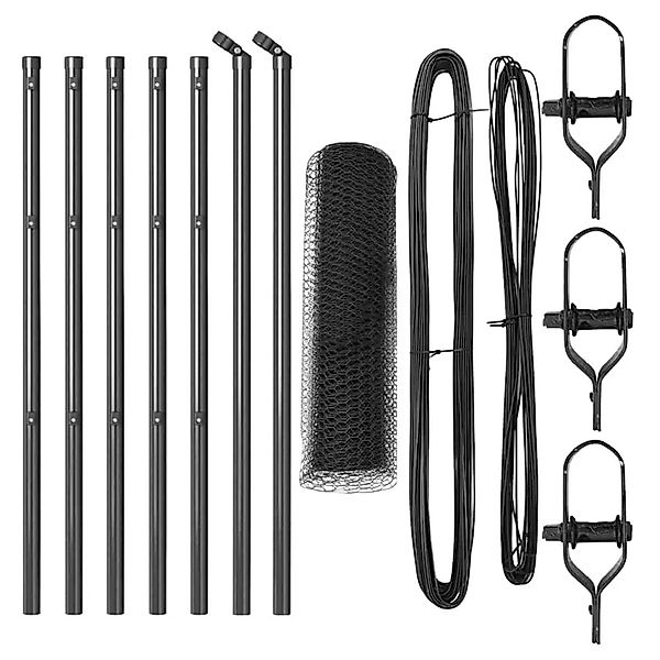 vidaXL Zaunpfosten Grau 10 x 0,8 m 25 mm Masche Stahl und PVC 3352774 günstig online kaufen