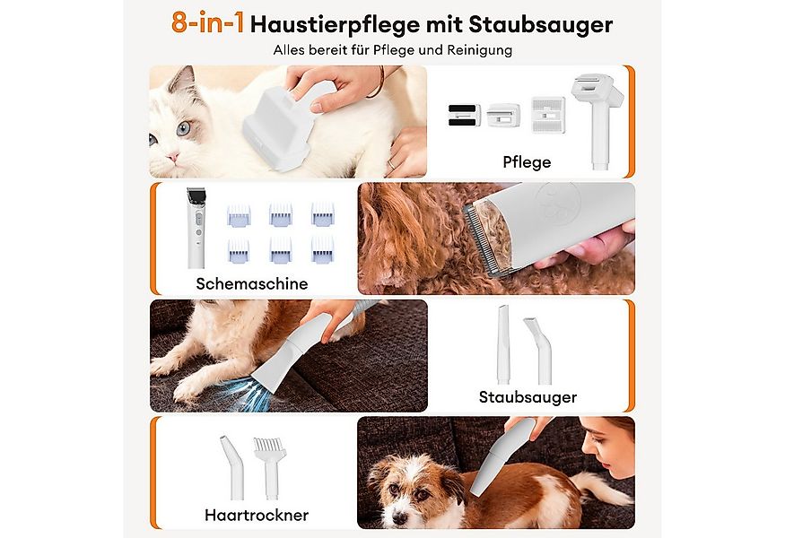CkeyiN Hundeschermaschine mit 11kpa-Staubsauger Tierhaargebläse 8-in-1 Prof günstig online kaufen