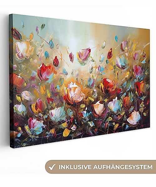 OneMillionCanvasses® Leinwandbild Blumen - Kunst - Natur - Ölfarbenoptik, F günstig online kaufen