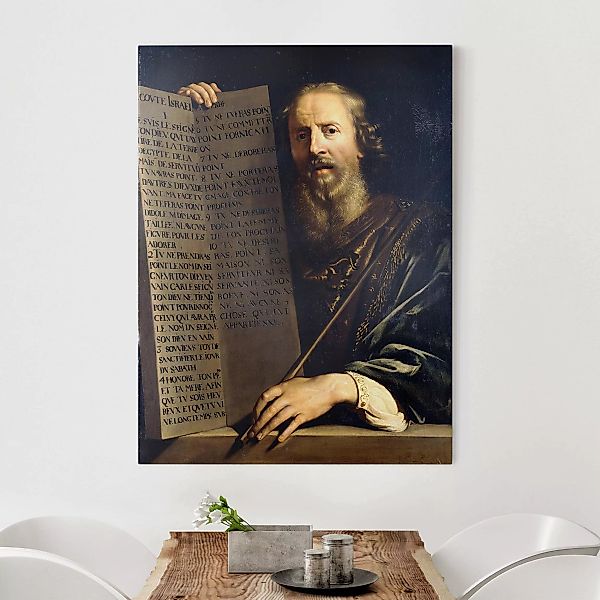 Leinwandbild Kunstdruck - Hochformat Philippe de Champaigne - Mose hält Taf günstig online kaufen