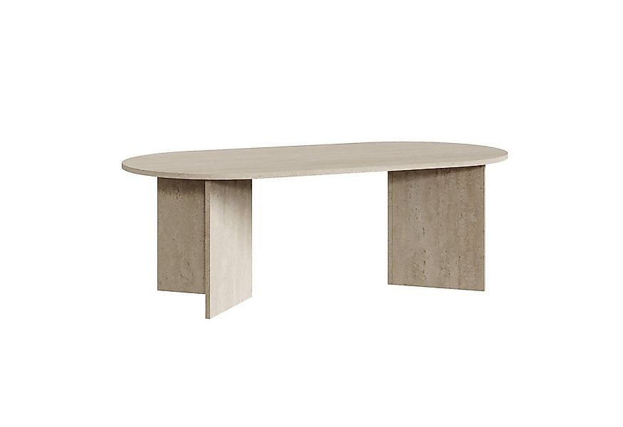 en.casa Couchtisch, »Kynd« 119 x 60 x 40 cm mit ovaler Tischplatte Traverti günstig online kaufen