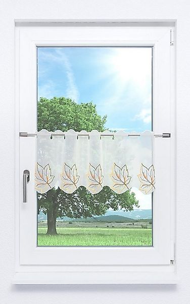 Plauener Spitze® Scheibengardine Herbstblätter (1 St), transparent, HxB 30x günstig online kaufen