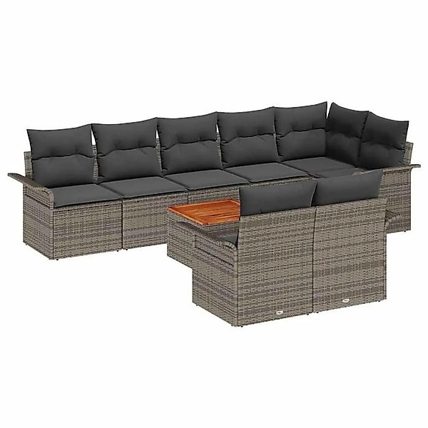 vidaXL Gartensofa-Set mit Speicher 9 Stk Grau Poly-Rattan 3356011 günstig online kaufen