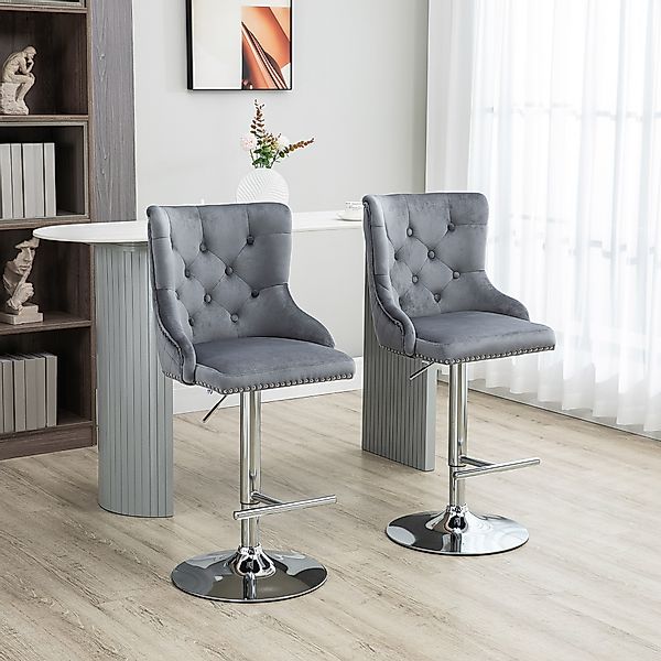 HOMCOM 2er Set Barhocker Barstühle Drehstühle mit Fußstütze, höhenverstellb günstig online kaufen