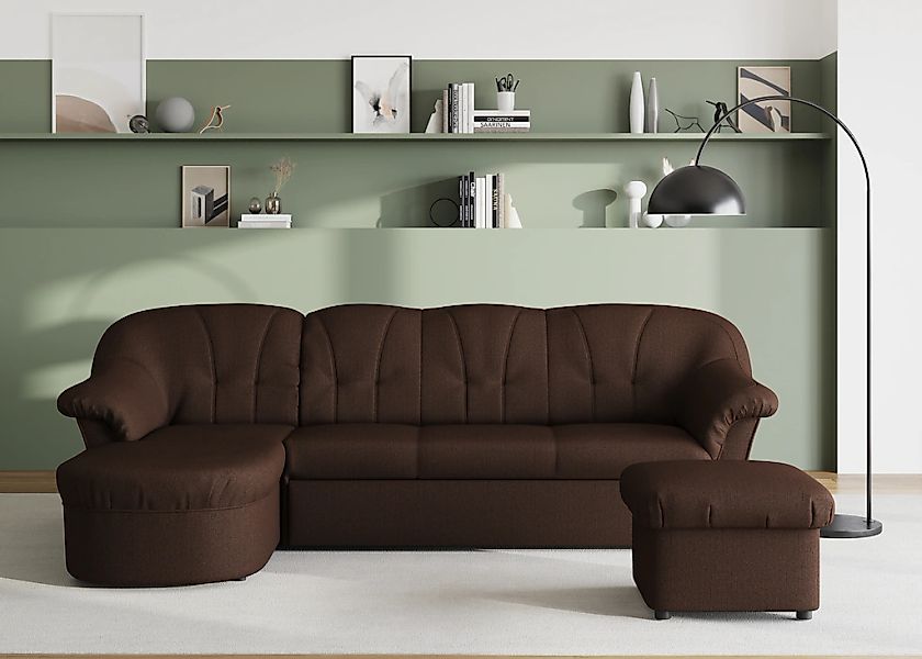 DOMO collection Ecksofa "Pegnitz, elegante Rückensteppung, kompakte Stellma günstig online kaufen