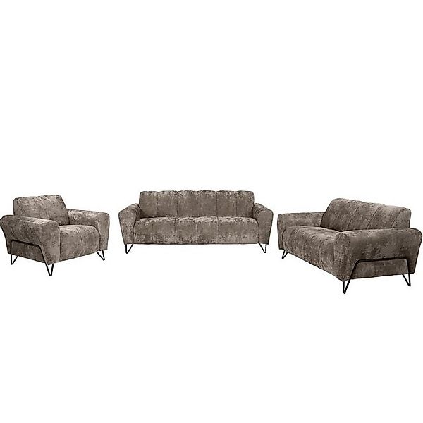 Beautysofa Polstergarnitur mit Metallbeine in schwarzer VOLARE, 3-Sitzer So günstig online kaufen
