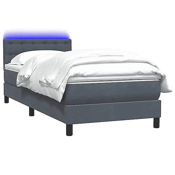 vidaXL Boxspringbett mit Matratze & LED Dunkelgrau 80x210 cm Samt 3317242 günstig online kaufen