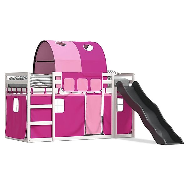 vidaXL Etagenbett mit Rutsche und Gardinen Rosa 90x190 cm2097614 günstig online kaufen