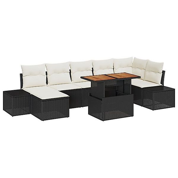 vidaXL Loungesofa 8-teiliges Garten Sofa Set mit Kissen Schwarz Poly-Rattan günstig online kaufen