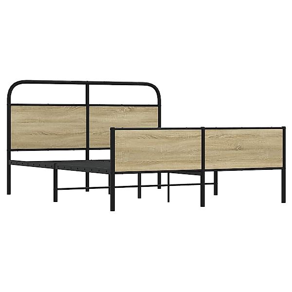 vidaXL Bett Metallbett ohne Matratze Sonoma-Eiche günstig online kaufen