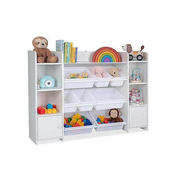 relaxdays Kinderregal groß mit Boxe, weiß günstig online kaufen