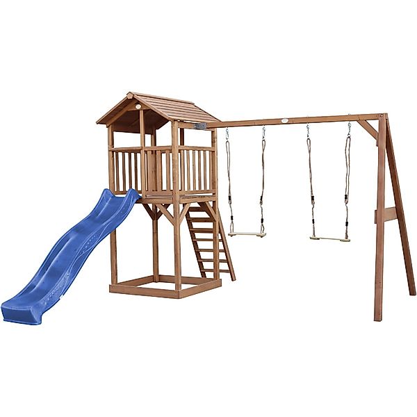 Axi Beach Tower Spielturm m. Doppelschaukel Braun u Weißer Rutsche günstig online kaufen