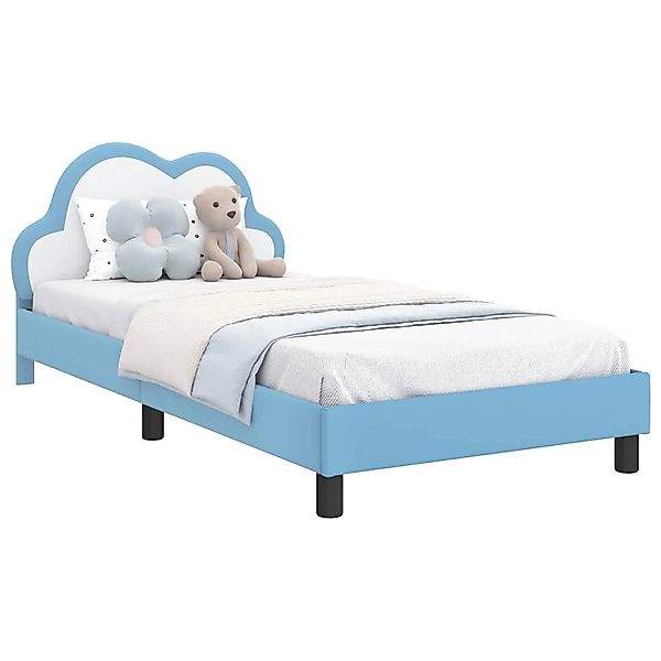 vidaXL Kinderbettgestell mit Kopfteil Blau 90 x 190 cm PU 42011182 günstig online kaufen