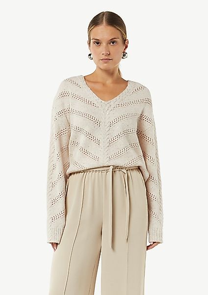 Comma Langarmshirt Strickpullover mit zarten Pailletten günstig online kaufen