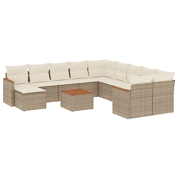 vidaXL 12-Tlg Garten-Sofagarnitur mit Kissen Beige Poly Rattan 3258978 günstig online kaufen
