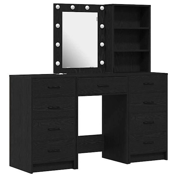 vidaXL Schminktisch 3-Tlg Schwarz 40 x 41 x 135 cm Holzwerkstoff 3334219 günstig online kaufen