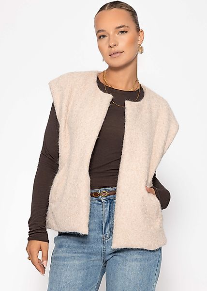 SASSYCLASSY Kurzweste Ärmellose Weste mit Wollstruktur günstig online kaufen