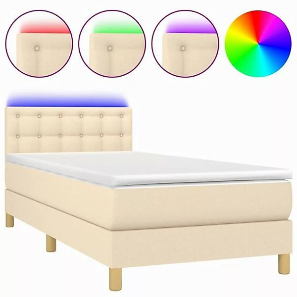 vidaXL Boxspringbett Boxspringbett mit Matratze LED Creme 100x200 cm Stoff günstig online kaufen