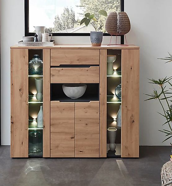 Innostyle Stauraumschrank, Bicolour Eiche Artisan Absetzung graphit günstig online kaufen