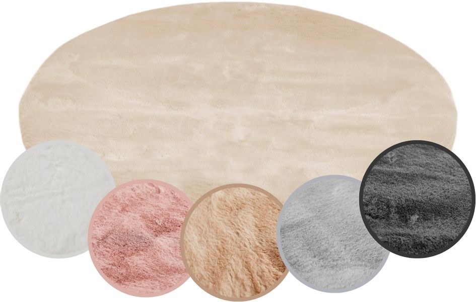 my home Hochflor-Teppich "Lugano" rund 30 mm Höhe Kunstfell, Uni Farben, se günstig online kaufen