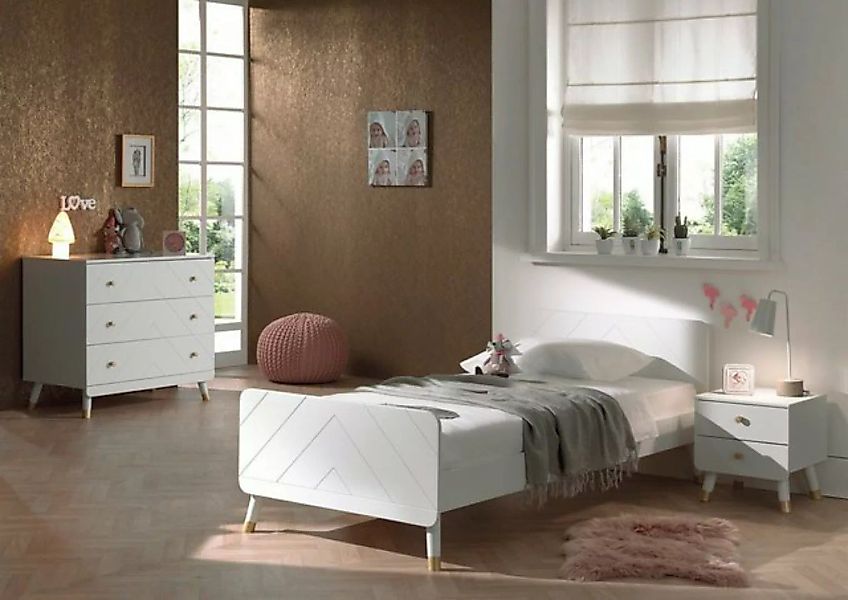 Natur24 Kinderbett Set BILY Einzelbett mit Nachtkonsole und Kommode MDF Wei günstig online kaufen