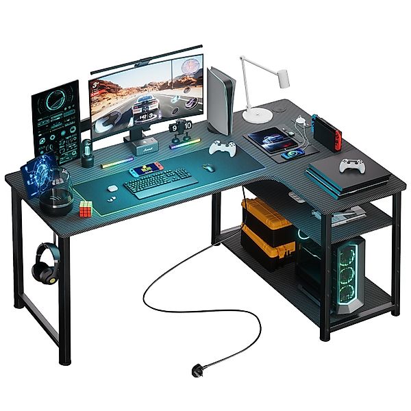 GTPLAYER Gamingtisch Eckschreibtisch Schreibtisch mit Regal günstig online kaufen