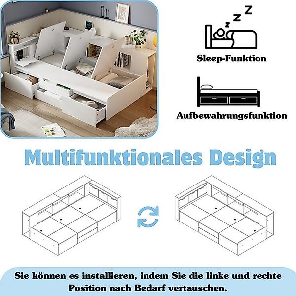 STILVORA Schlafsofa 90x200 Tagesbett mit Regal & Bettkasten,Jugendbett ohne günstig online kaufen
