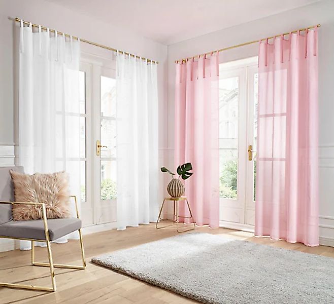 my home Gardine »TENDER« Bindebänder 1 Stk. tlg. transparent, Leinen Optik günstig online kaufen