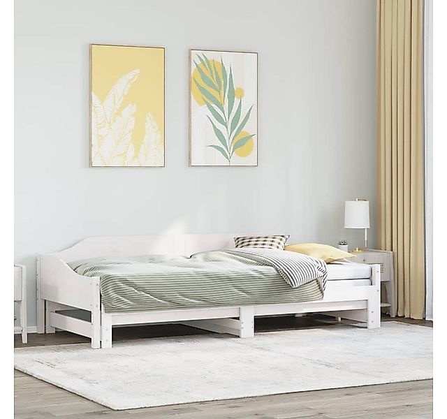 vidaXL Bett, Tagesbett Ausziehbar Weiß 90x190 cm Massivholz Kiefer günstig online kaufen