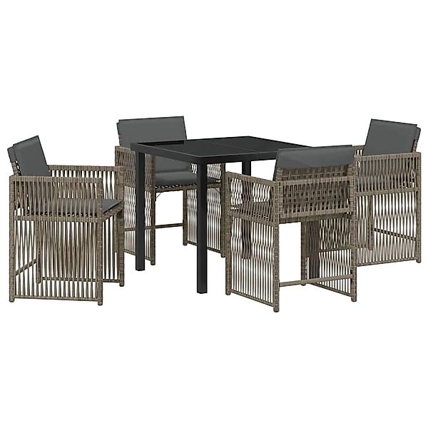 vidaXL Garten Essgruppe 5-Tlg Grau Poly Rattan 3380777 günstig online kaufen